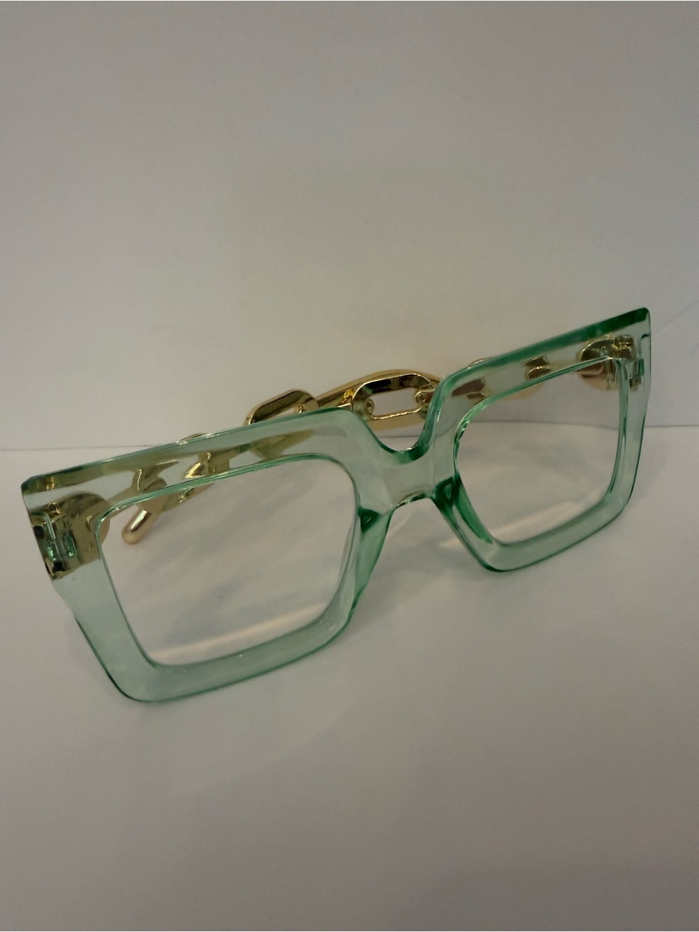 Green Square-Frame Glasses